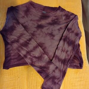 PINK Victoria's Secret Purple Tie Dye Cropped Long Sleeve Hoodie